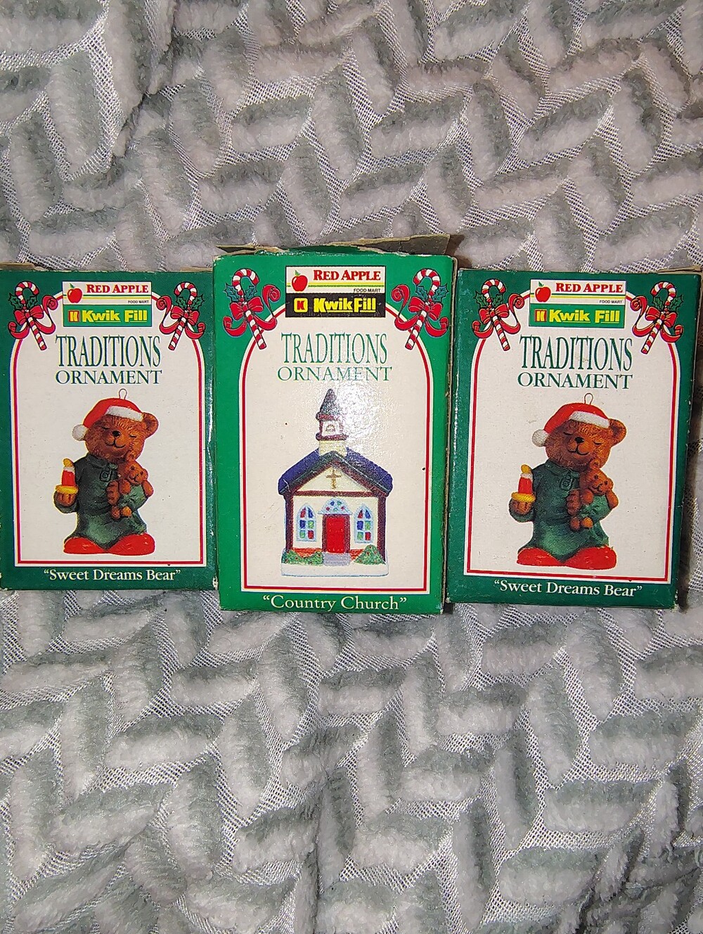 Set Of 3 Vintage Red Apple Ornaments